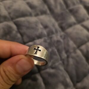 Wide Signet Like Cross Ring